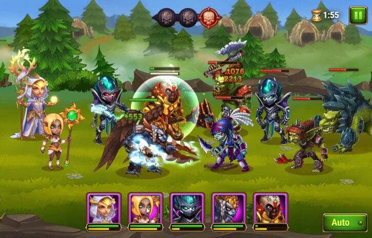 Squadra di eroi in battaglia per la piattaforma Hero Wars